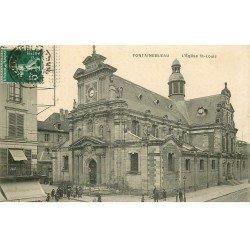 carte postale ancienne 77 FONTAINEBLEAU. L'Eglise animation1909