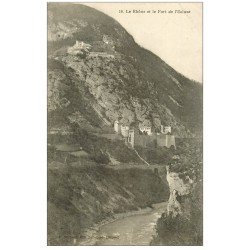 carte postale ancienne 01 Le Rhône et le Fort de l'Ecluse