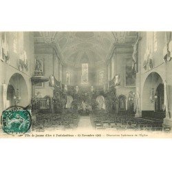 carte postale ancienne 77 FONTAINEBLEAU. Intérieur de l'Eglise décorations 1909
