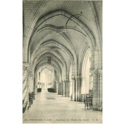 carte postale ancienne 77 PROVINS. Eglise Sainte-Croix 1924 intérieur