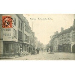 carte postale ancienne 77 PROVINS. La Grande Rue du Val 1907. Pâtisserie et aux Arts et Métiers