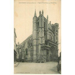 carte postale ancienne 77 MONTEREAU. Eglise Notre-Dame et Saint-Loup 1929 camion ancien