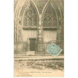 carte postale ancienne 77 MORET-SUR-LOING. Eglise Porte vers 1900