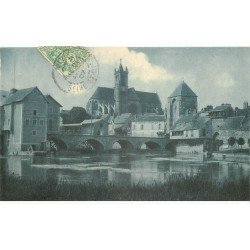 carte postale ancienne 77 MORET-SUR-LOING. Le Moulin le soir 1907