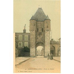 carte postale ancienne 77 MORET-SUR-LOING. Porte de Samois. Carte toilée