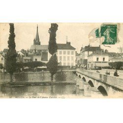 carte postale ancienne 77 MELUN. Pont Ancien Châtelet 1913