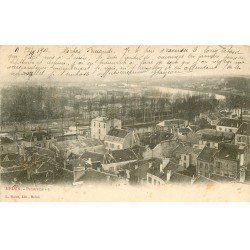 carte postale ancienne 77 MELUN. Panorama 1902. Pli coin et timbre absent