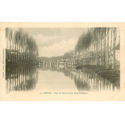 carte postale ancienne 77 MELUN. Le Pont de Pierre vers 1900