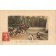 carte postale ancienne 77 FONTAINEBLEAU. Chasse à Courre. Hallali courant 1912. Chiens, Chasse et Cerf