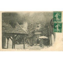 carte postale ancienne 77 FONTAINEBLEAU. Grand Hôtel des Chasses. Propriétaire sur le Perron 1907