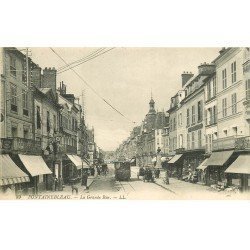 carte postale ancienne 77 FONTAINEBLEAU. Grande Rue Tramway