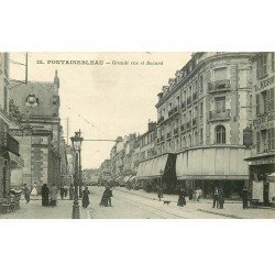 carte postale ancienne 77 FONTAINEBLEAU. Grande Rue Bazard 1921