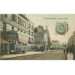 carte postale ancienne 77 FONTAINEBLEAU. Grande Rue 1906 cartes postale au Bazar Hôtel de Ville