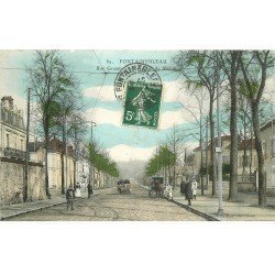 carte postale ancienne 77 FONTAINEBLEAU. Grande Rue Boulevard de Melun 1908