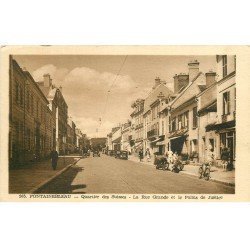 carte postale ancienne 77 FONTAINEBLEAU. Grande Rue Palais de Justice vieilles motos