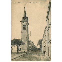 carte postale ancienne 77 MELUN. Tour Rue Saint-Barthélémy nombreux Ouvriers sur échelles