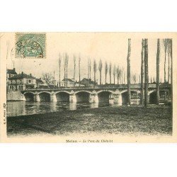 carte postale ancienne 77 MELUN. Pont ancien Châtelet 1907