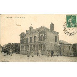 carte postale ancienne K. 77 CERNEUX. Mairie et Ecole 1911