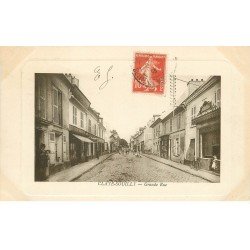 carte postale ancienne K. 77 CLAYE-SOULLY. Grande Rue 1913 Au Bon Marché
