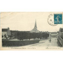 carte postale ancienne K. 77 CHAMPAGNE-SUR-SEINE. Place de l'Eglise 1920