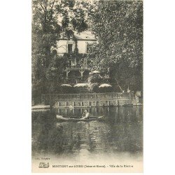 carte postale ancienne K. 77 MONTIGNY-SUR-LOING. Canoïste Villa de la Rivière