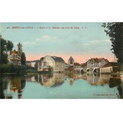 carte postale ancienne K. 77 MORET-SUR-LOING. Eglise et Moulins