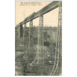 carte postale ancienne 03 PONT sur la BOUBLE. Train sur le Pont