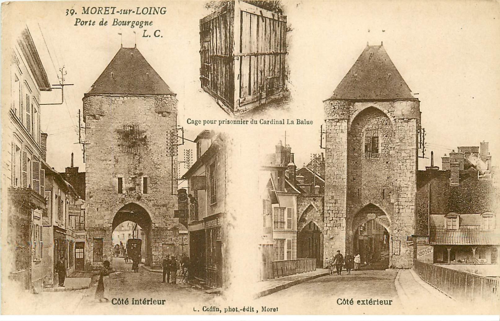 carte postale ancienne K. 77 MORET-SUR-LOING. Porte de Bourgogne et Cage pour prisonniers