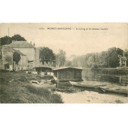 carte postale ancienne K. 77 MORET-SUR-LOING. Les Bateaux Lavoirs 1917 animation