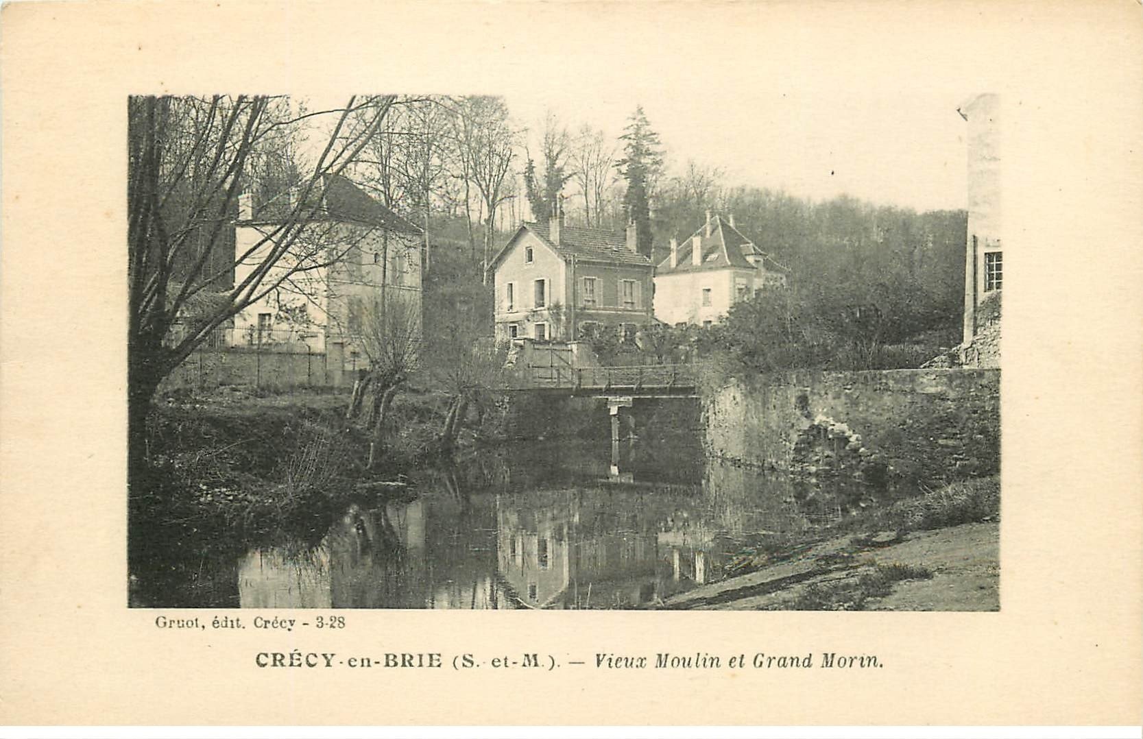 carte postale ancienne K. 77 CRECY-EN-BRIE. Vieux Moulin sur Grand Morin