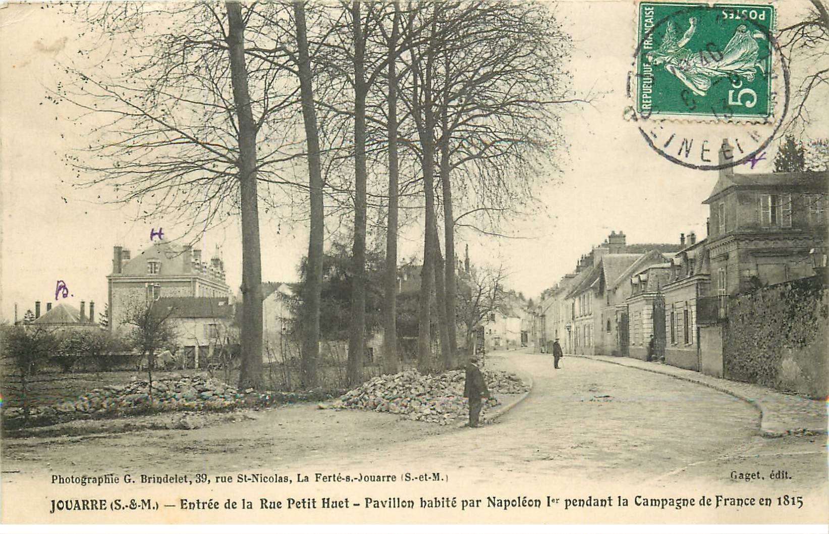 carte postale ancienne K. 77 JOUARRE. Entrée de la Rue Petit Huet 1913