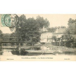 carte postale ancienne K. 77 VILLIERS-SUR-MORIN. Le Moulin de Martigny avec Rameur en barque 1908