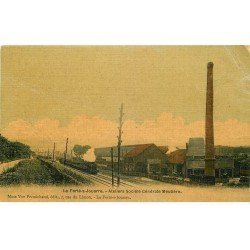 77 LA FERTE-SOUS-JOUARRE. Ateliers Société Générale Meulière avec Train et Locomotive. Carte toilée