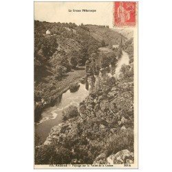 carte postale ancienne 23 ANZEME. Vallée de la creuse vers 1935 (fausse découpe)...