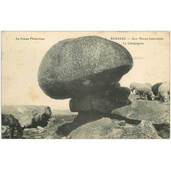carte postale ancienne 23 BOUSSAC. Aux Pierres Jaumathres. Le Champignon et Moutons 1913