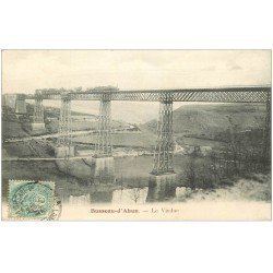 carte postale ancienne 23 BUSSEAU-D'AHUN. Train sur le Viaduc 1906
