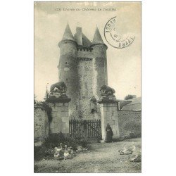carte postale ancienne 23 CHATEAU DE JOUILLAT 1907. Paysanne et Canards 1910