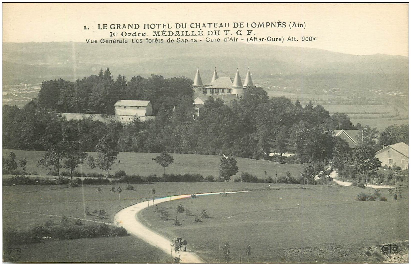 carte postale ancienne 01 LOMPNES. Grand Hôtel du Château. Ordre médaillé du T.C.F