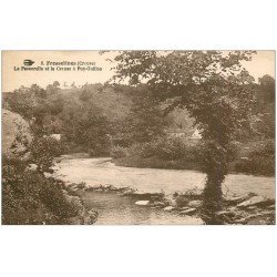 carte postale ancienne 23 FRESSELINES. Passerelle et Creuse à Puy-Guillon 1928