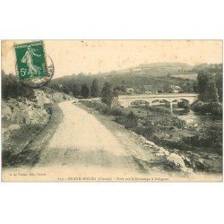 carte postale ancienne 23 GRAND-BOURG. Pont sur la Gartempe à Salagnac 1907