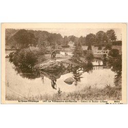 carte postale ancienne 23 LA VILLENEUVE-EN-MARCHE. Etang Château du Rocher