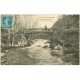 carte postale ancienne 23 MOUTIER ROZILLE. Personnage sur le Pont des Chèvres 1922