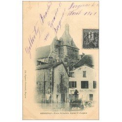 carte postale ancienne 24 BERGERAC. 1901 Eglise Saint-Jacques Place Pélissière
