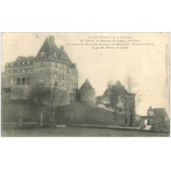 carte postale ancienne 24 CHATEAU DE BIRON 1918 et Maison du Garde