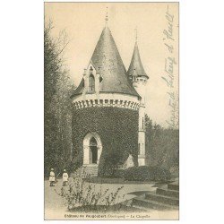 carte postale ancienne 24 CHATEAU DE VAUGOUBERT. La Chapelle et Enfants avec cerceaux 1924