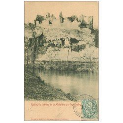 carte postale ancienne 24 LES EYZIES. Ruines du Château de la Madeleine 1905