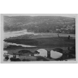 carte postale ancienne 24 SAINT-JULIEN CAMPON. Le Pont 1909. Carte Photo émaillographie