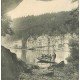 carte postale ancienne 25 BASSINS DU DOUBS. Grotte du Roi de Prusse 1913. Passeurs en barque