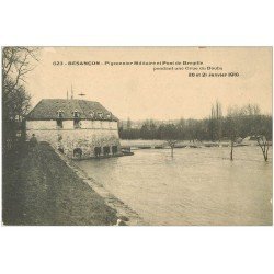carte postale ancienne 25 BESANCON. Pigeonnier Militaire et Pont de Bregille. Crue de 1910