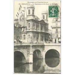 carte postale ancienne 25 BESANCON. Pont Battant et Eglise de la Madeleine 1909
